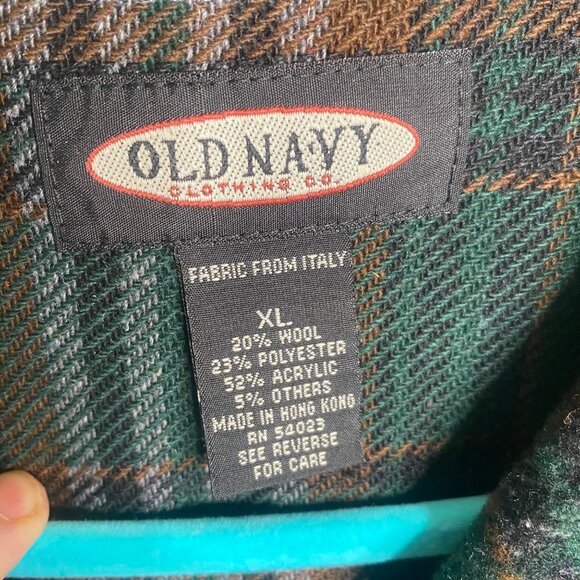 NWT Old Navy Wool Blend Shirt Shacket Mens Size XL Green Plaid Thick Outdoor Wor - Picture 3 of 11